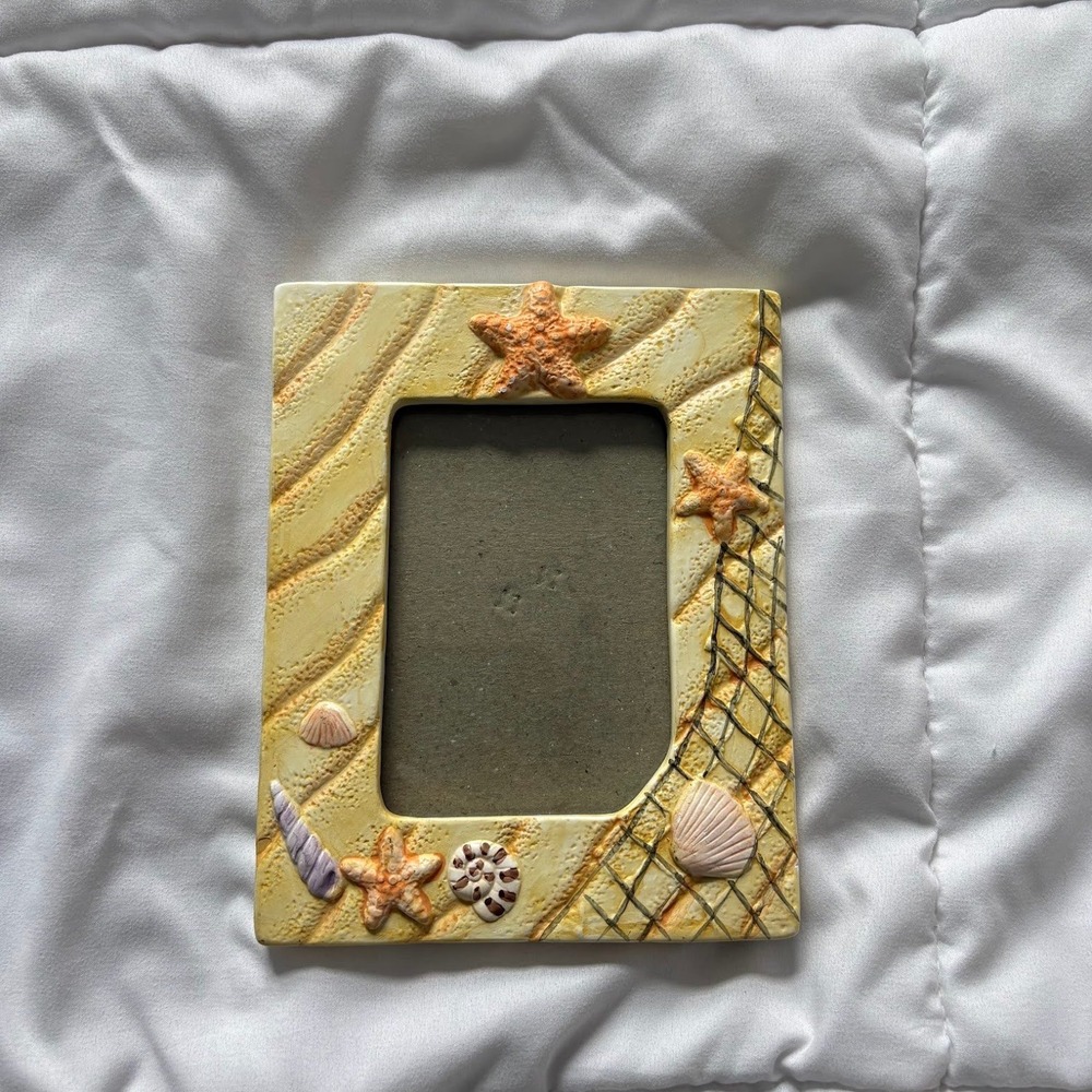 VTG Nautical Beach Sand Starfish Seashell 3D Picture Frame Coastal Decor 3.5x5